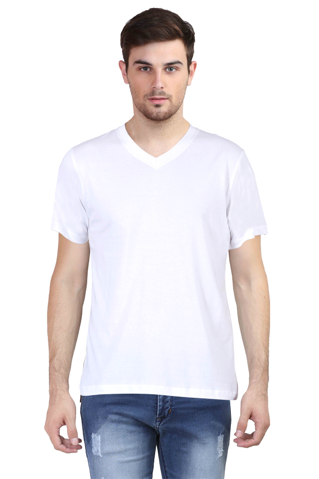 V-Neck Half Sleeve | Plain T-Shirt | Vivran Black Logo