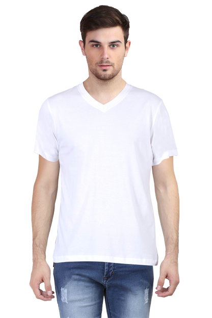 V-Neck Half Sleeve | Plain T-Shirt | Vivran Black Logo