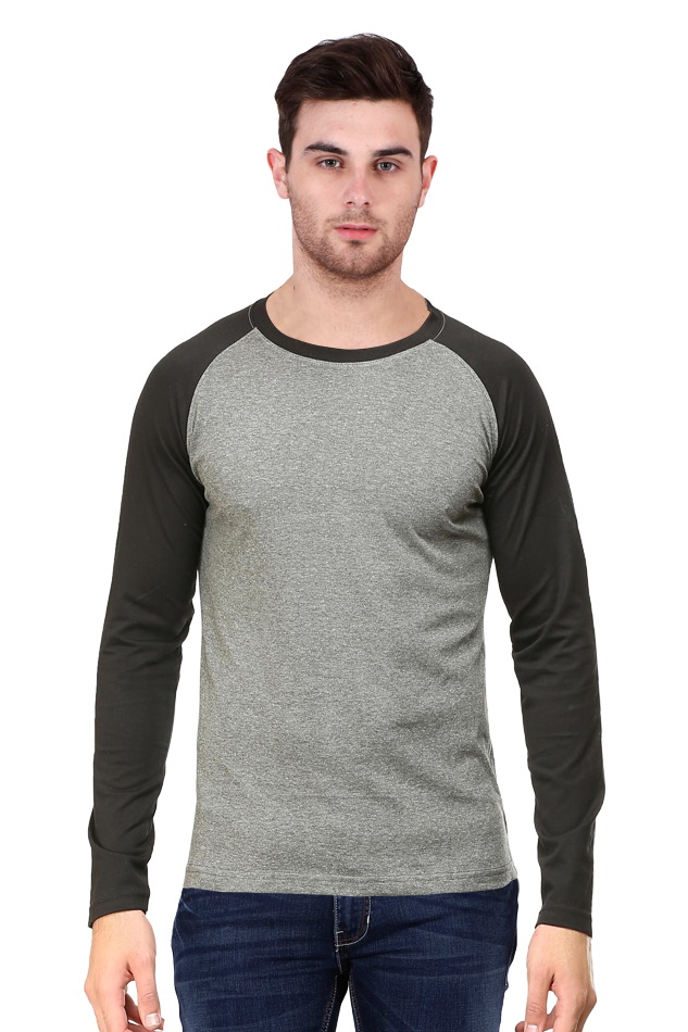 Raglan Plain T-Shirt | Round Neck Full Sleeve | Vivran