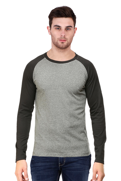 Raglan Plain T-Shirt | Round Neck Full Sleeve | Vivran