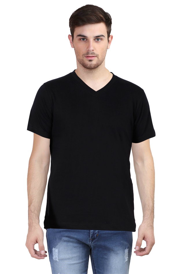 V-Neck Half Sleeve | Plain T-Shirt | Vivran white logo