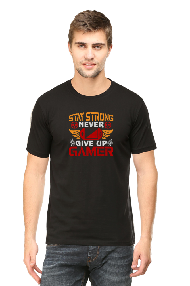 Stay Strong Gamer | Round Neck | Half Sleeve T-shirt