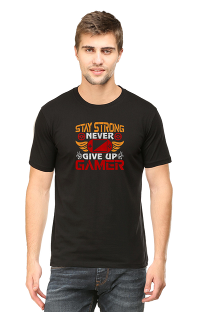 Stay Strong Gamer | Round Neck | Half Sleeve T-shirt