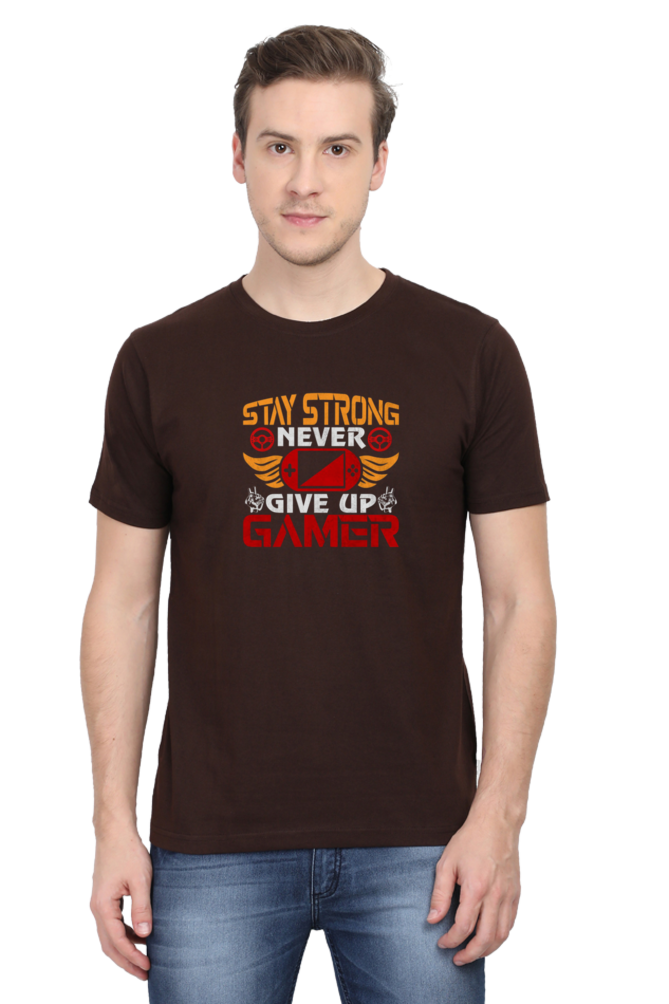 Stay Strong Gamer | Round Neck | Half Sleeve T-shirt