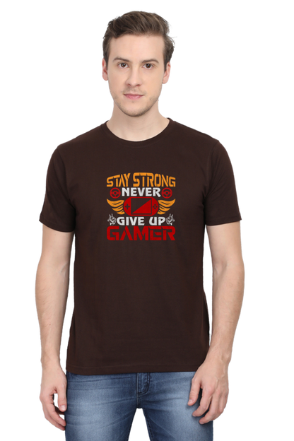 Stay Strong Gamer | Round Neck | Half Sleeve T-shirt