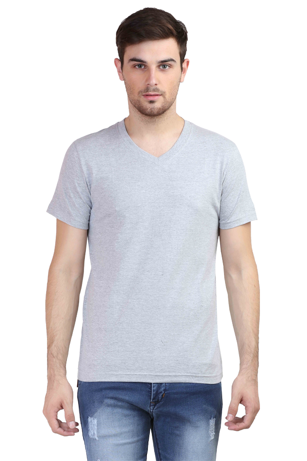 V-Neck Half Sleeve | Plain T-Shirt | Vivran Black Logo