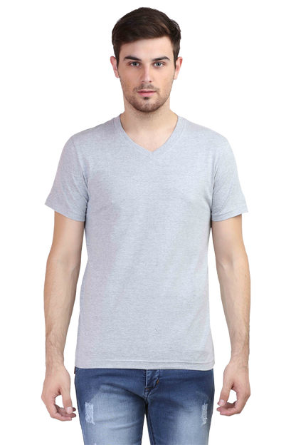 V-Neck Half Sleeve | Plain T-Shirt | Vivran Black Logo