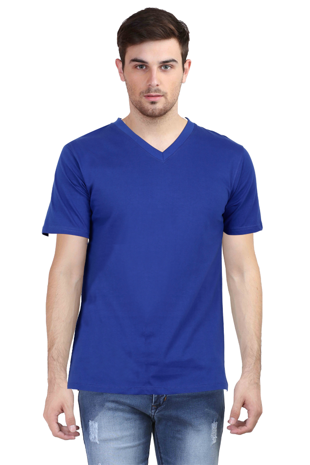 V-Neck Half Sleeve | Plain T-Shirt | Vivran white logo