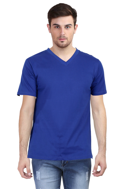 V-Neck Half Sleeve | Plain T-Shirt | Vivran white logo